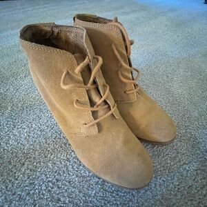 Pull&Bear Tan Suede Lace-Up Ankle Boots